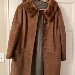 Vintage Suede Coat with Mink Collar